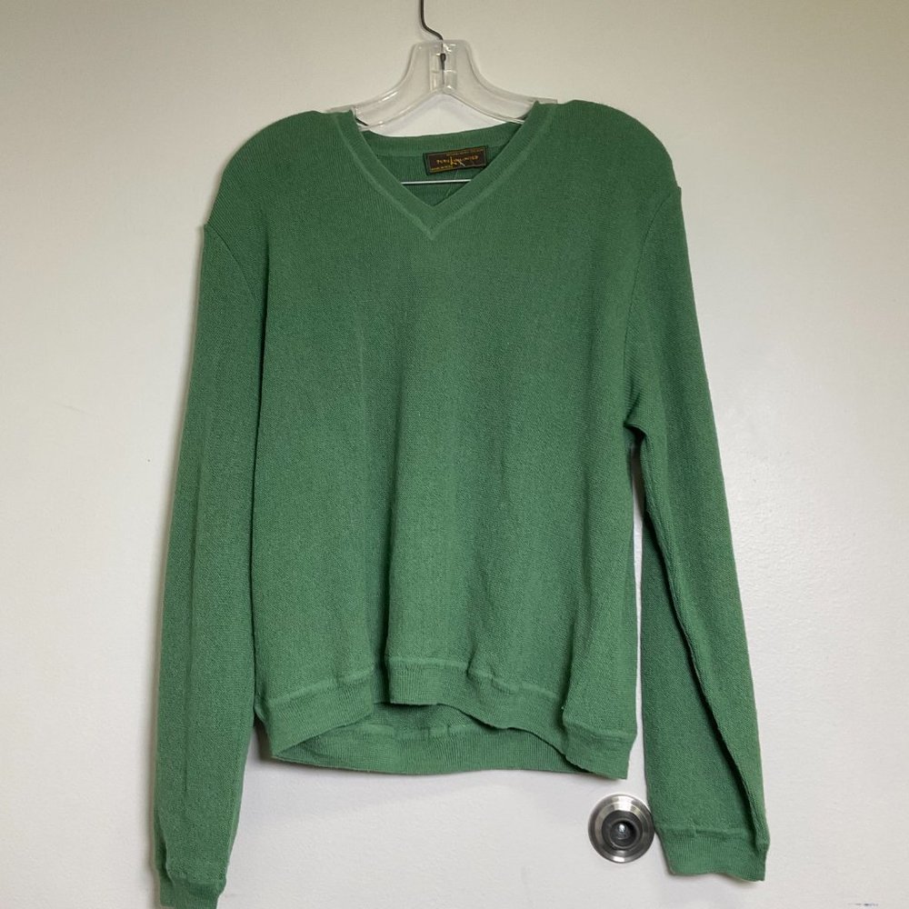 Peru Unlimited Womens Green Knitted V-Neck Long Sleeve Pullover Sweater Size M